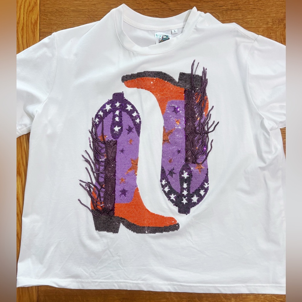Queen of Sparkles Cowboy boot tee